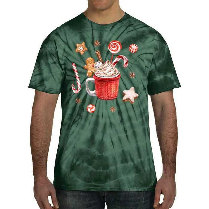 Christmas Season Gingerbread Hot Coco Tie-Dye T-Shirt