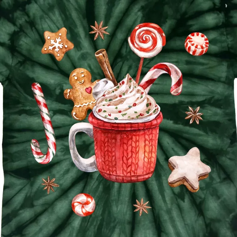 Christmas Season Gingerbread Hot Coco Tie-Dye T-Shirt