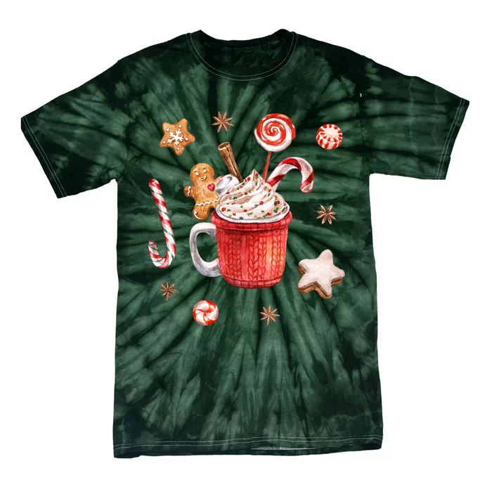 Christmas Season Gingerbread Hot Coco Tie-Dye T-Shirt