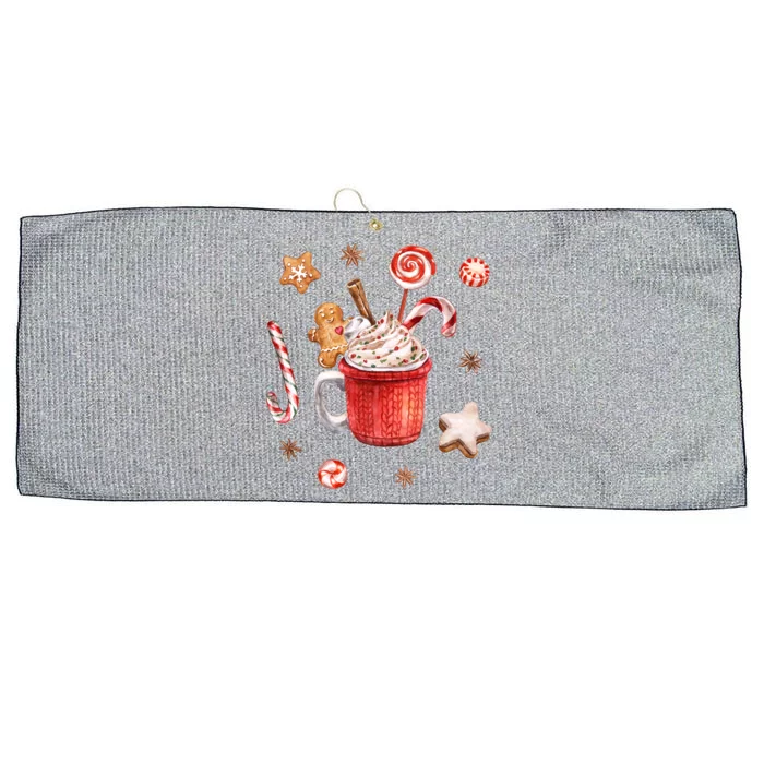 Christmas Season Gingerbread Hot Coco Large Microfiber Waffle Golf Towel