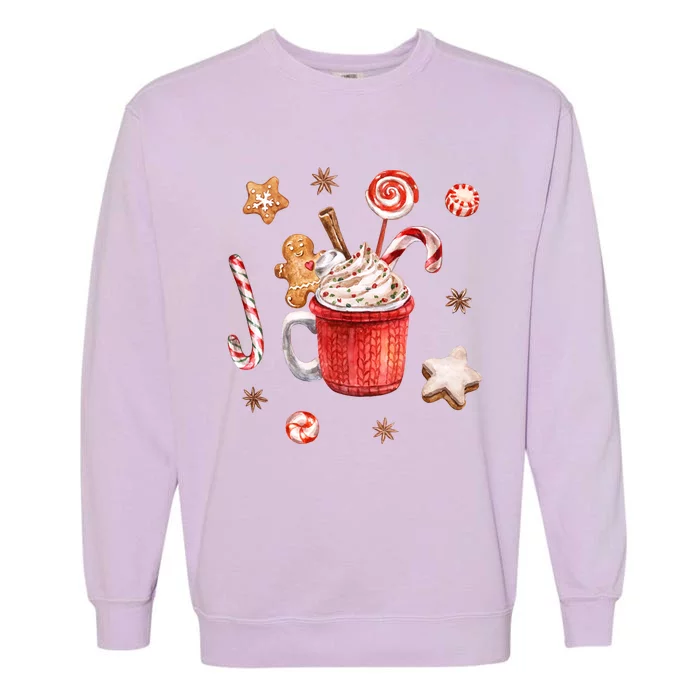 Christmas Season Gingerbread Hot Coco Garment-Dyed Sweatshirt