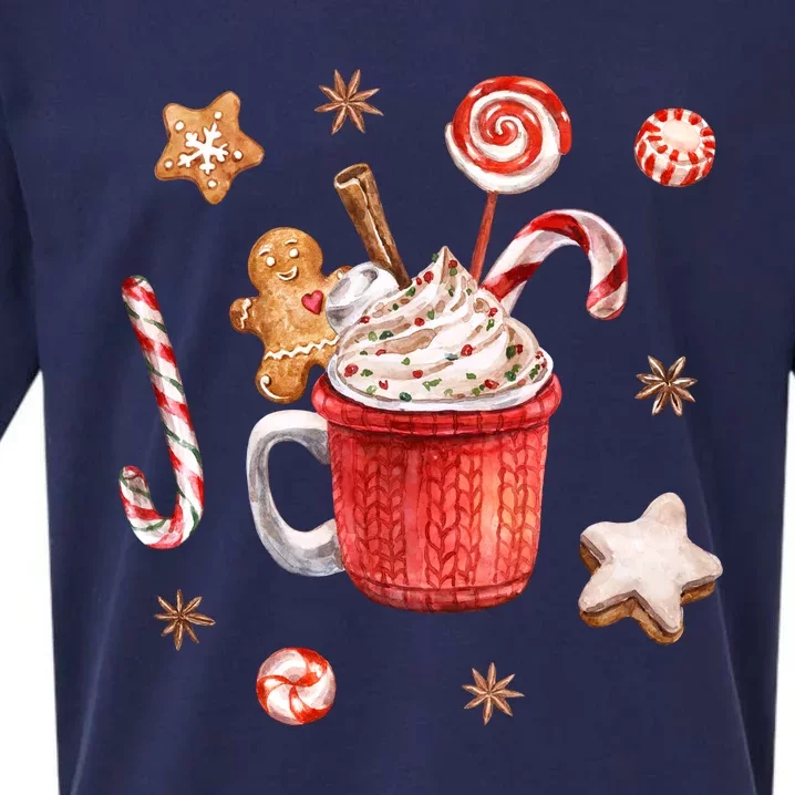 Christmas Season Gingerbread Hot Coco Sueded Cloud Jersey T-Shirt