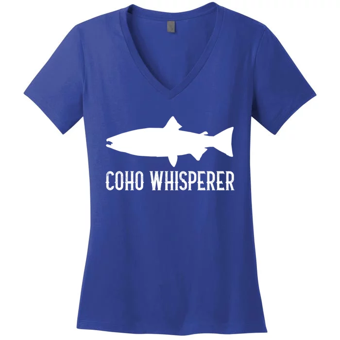 Coho Salmon Gift Fun Fishing Gift Laskan Fisher Women's V-Neck T-Shirt