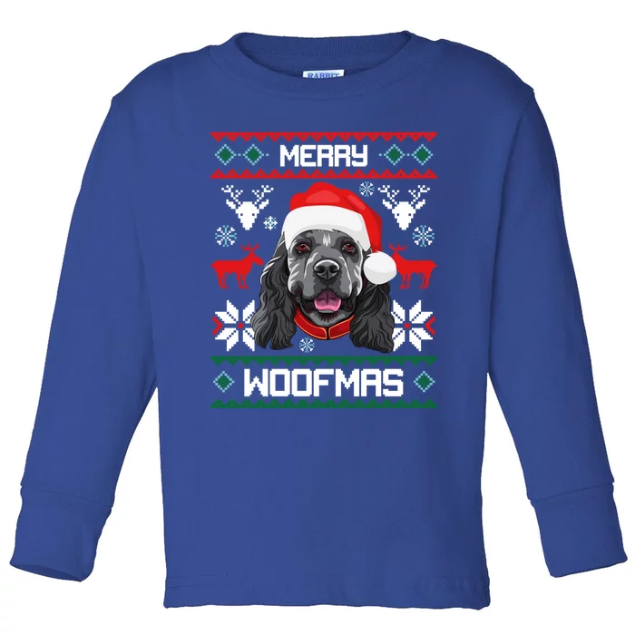 Cocker Spaniel Gift For Merry Christmas Woofmas Clothes Gift Toddler Long Sleeve Shirt