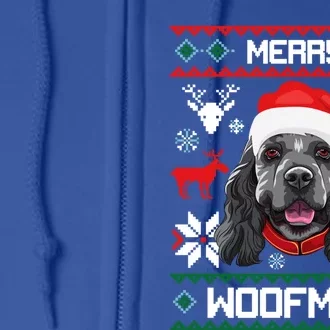 Cocker Spaniel Gift For Merry Christmas Woofmas Clothes Gift Full Zip Hoodie