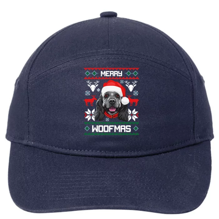 Cocker Spaniel Gift For Merry Christmas Woofmas Clothes Gift 7-Panel Snapback Hat