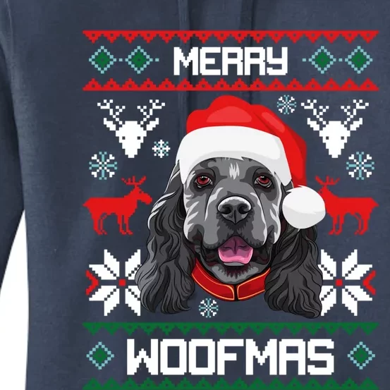 Cocker Spaniel Gift For Merry Christmas Woofmas Clothes Gift Women's Pullover Hoodie