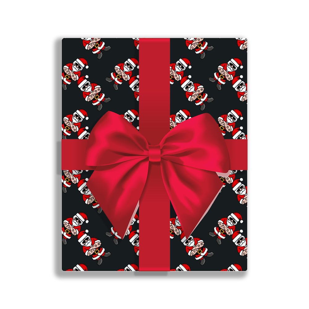 Black Santa Wrapping Paper Roll, Cute Santa Gift Wrap Roll, Modern Santa  Claus Wrapping Paper, St Nick Dark Wrapping Paper, Christmas Santa 