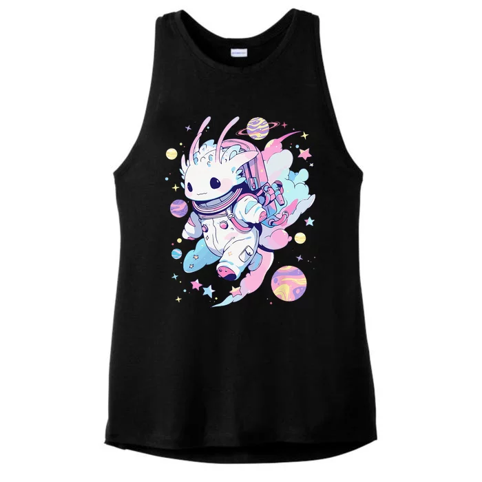 Cute Space Galaxy Axolotl Pastel Goth Aesthetic Nu Goth Ladies Tri-Blend Wicking Tank