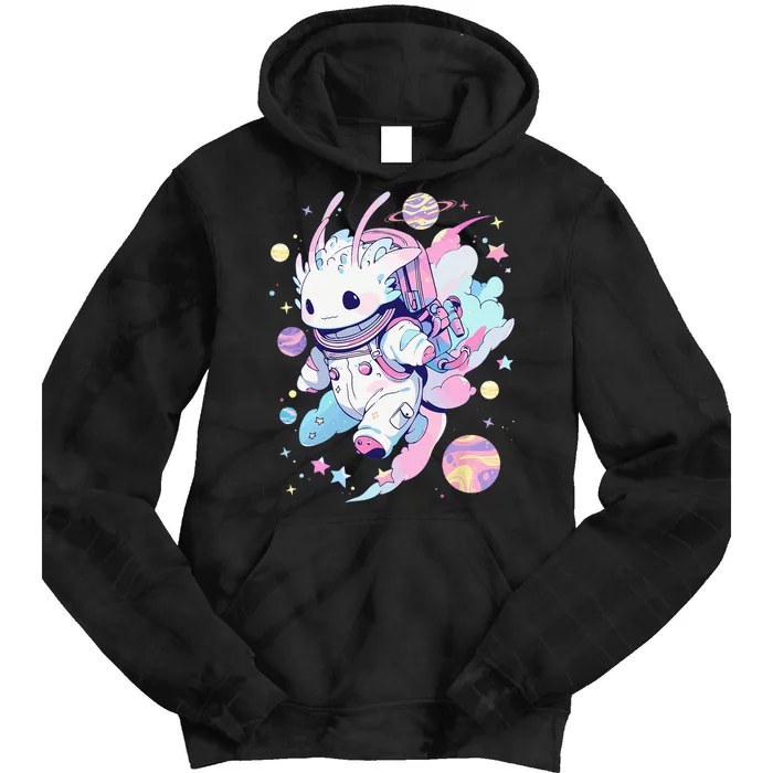 Cute Space Galaxy Axolotl Pastel Goth Aesthetic Nu Goth Tie Dye Hoodie