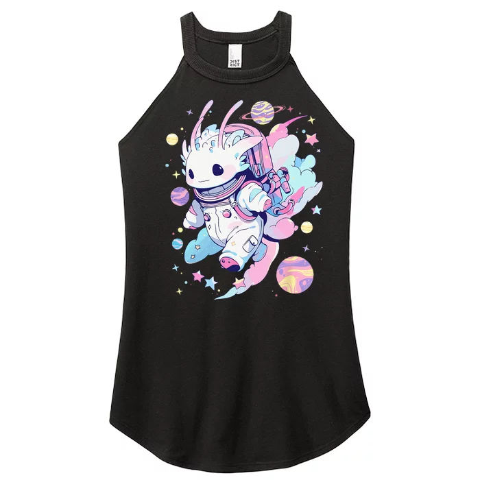 Cute Space Galaxy Axolotl Pastel Goth Aesthetic Nu Goth Women’s Perfect Tri Rocker Tank