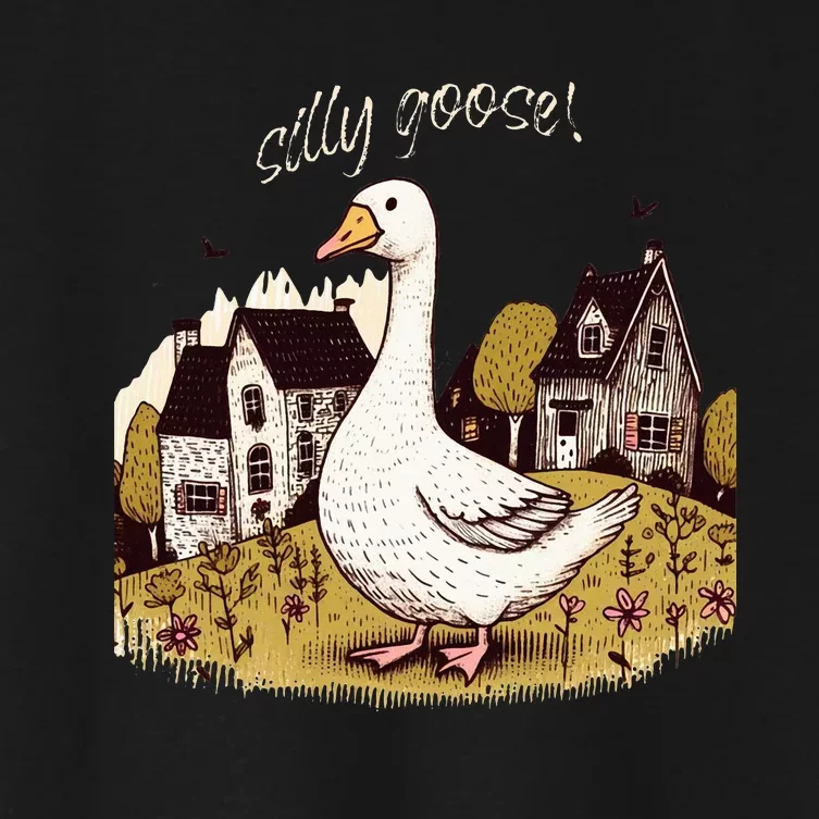 Cute Silly Goose Gift for Her Funny Goose Trendy Women's Crop Top Tee