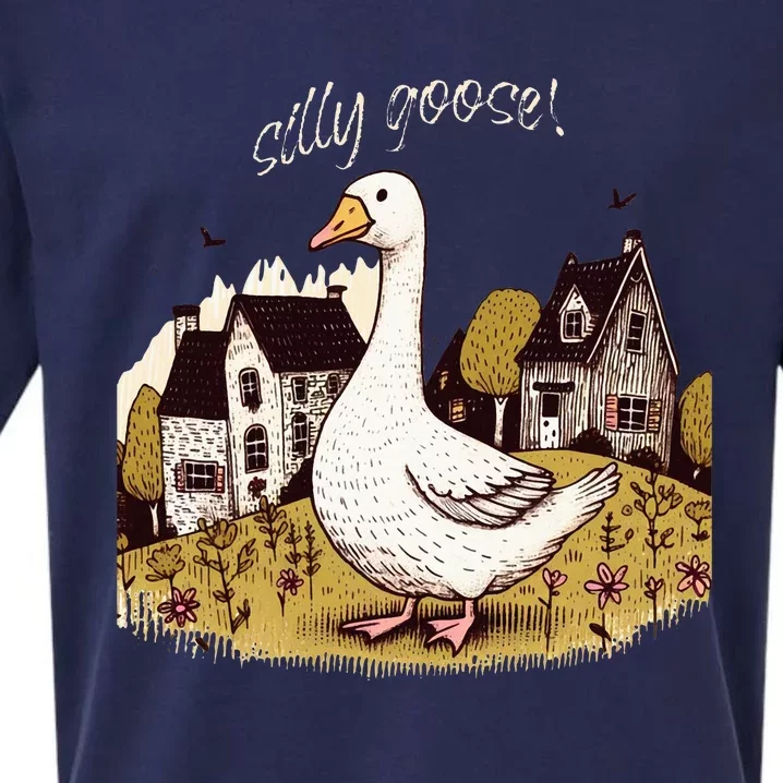 Cute Silly Goose Gift for Her Funny Goose Trendy Sueded Cloud Jersey T-Shirt