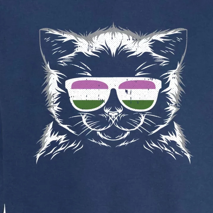 Cat Sunglasses Genderqueer Pride Kitten Lgbtq Proud Ally Gift Garment-Dyed Sweatshirt