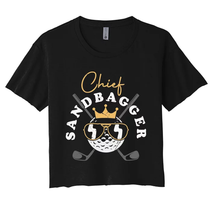 Chief Sandbagger Gift for Golf Meme BJJ Chess Sandbag Women's Crop Top Tee