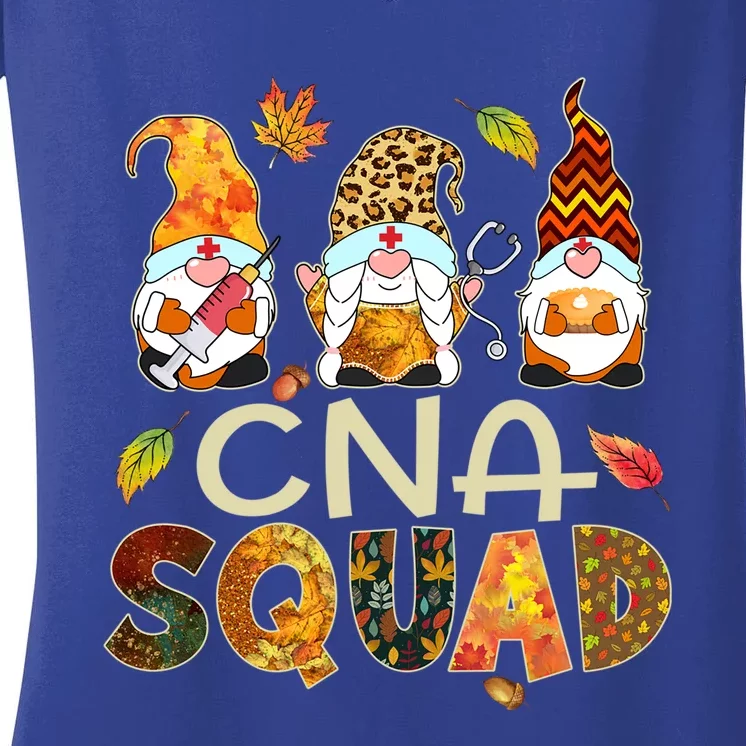 Cna Squad Gnome Nurse Leopard Thanksgiving Fall Stethoscope Cool Gift Women's V-Neck T-Shirt