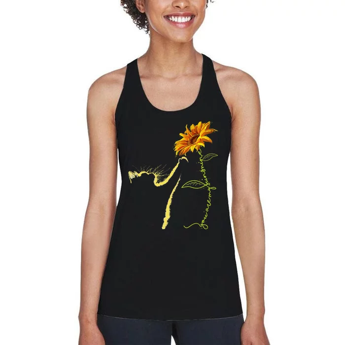 Cat Sunflower Gifts For Cat Lovers Cat Mom Cat Lady Women's Racerback Tank