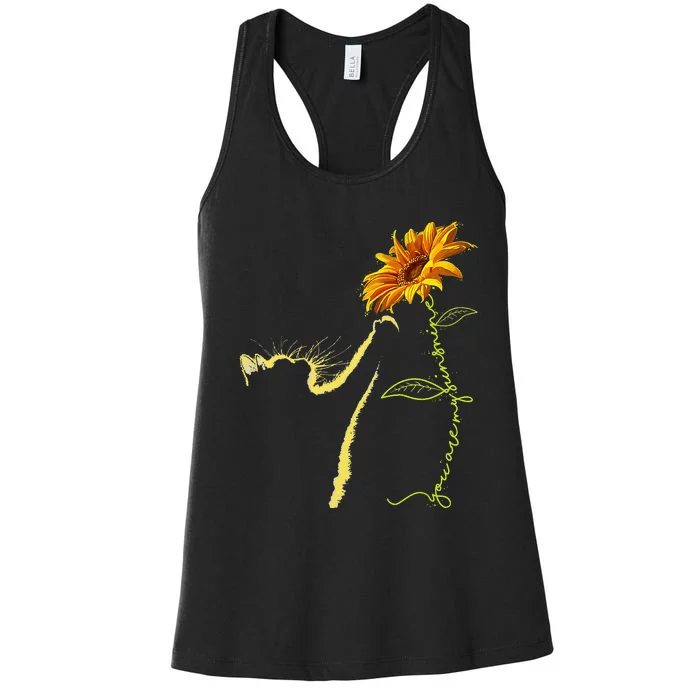 Cat Sunflower Gifts For Cat Lovers Cat Mom Cat Lady Women's Racerback Tank