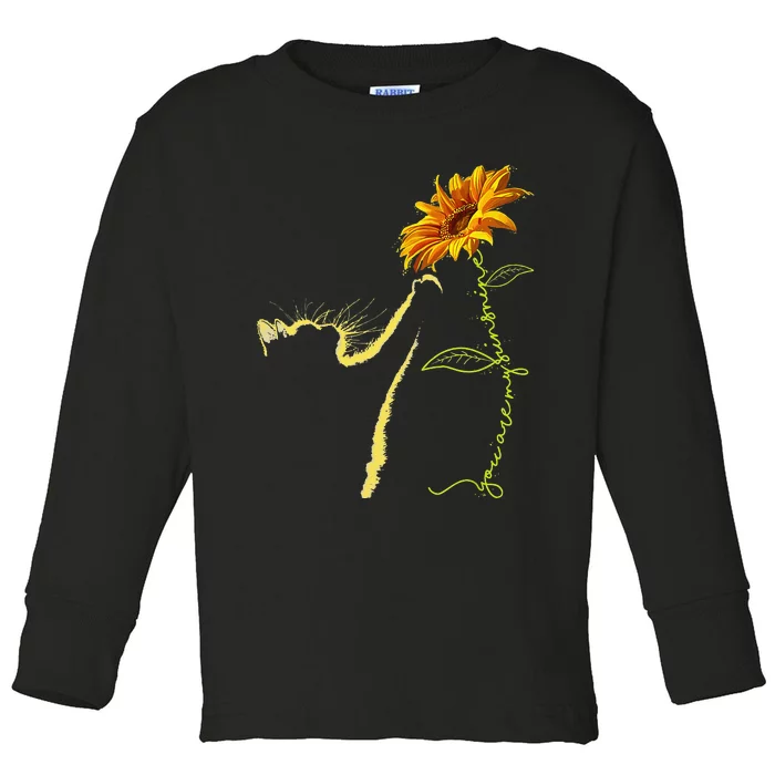 Cat Sunflower Gifts For Cat Lovers Cat Mom Cat Lady Toddler Long Sleeve Shirt