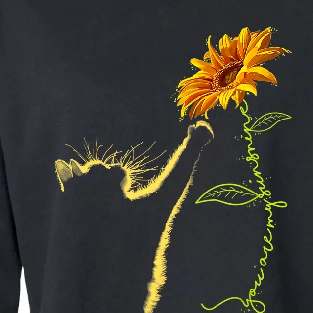 Cat Sunflower Gifts For Cat Lovers Cat Mom Cat Lady Cropped Pullover Crew