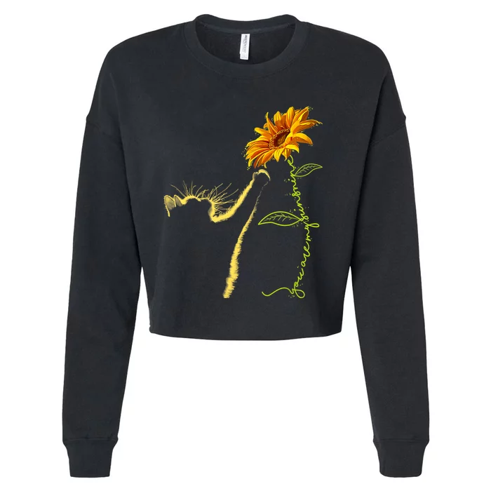 Cat Sunflower Gifts For Cat Lovers Cat Mom Cat Lady Cropped Pullover Crew