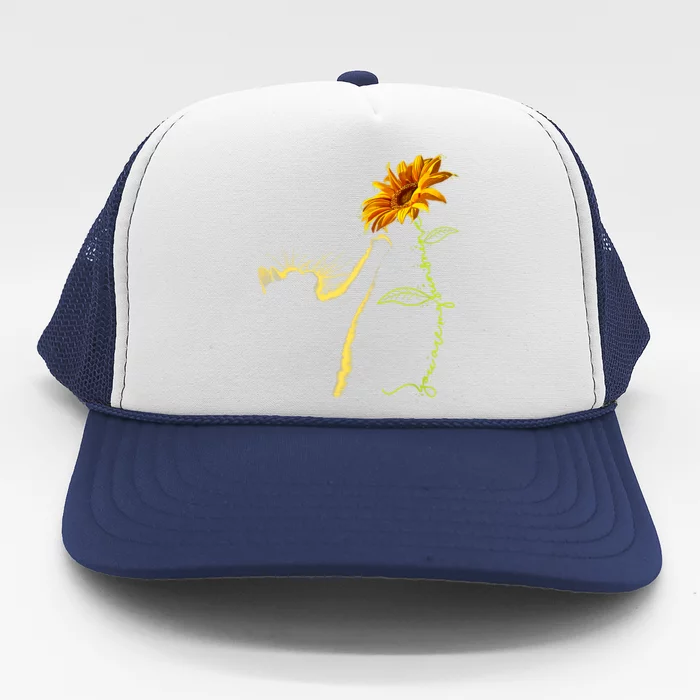 Cat Sunflower Gifts For Cat Lovers Cat Mom Cat Lady Trucker Hat