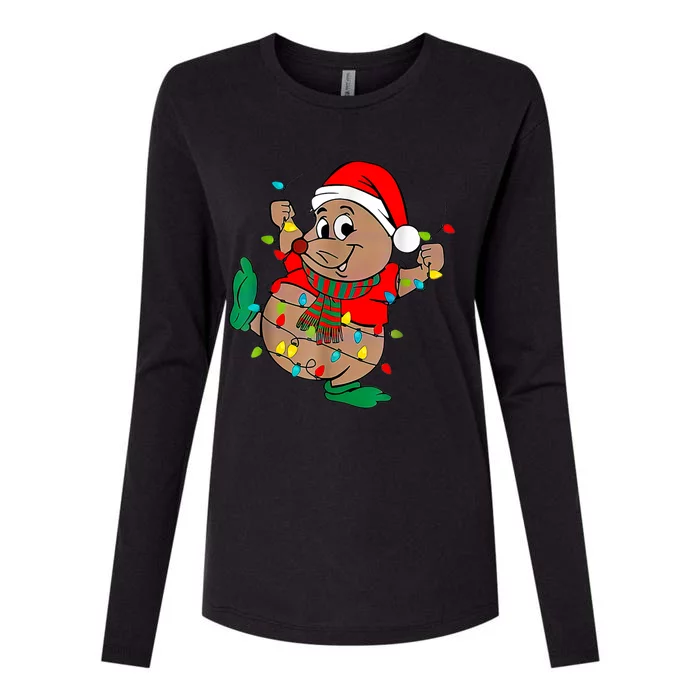 Cute Santa Gus Christmas Lights Womens Cotton Relaxed Long Sleeve T-Shirt