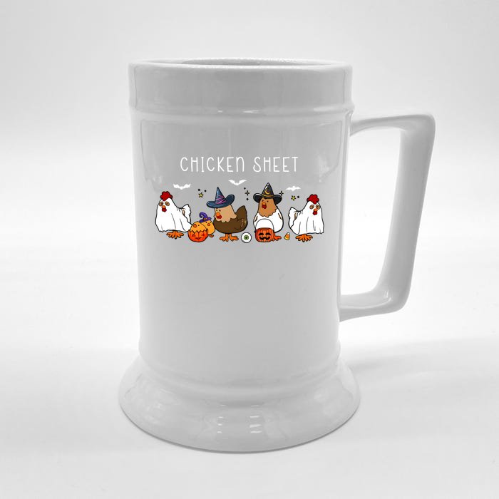 Chicken Sheet Halloween Spooky Funny Witch Front & Back Beer Stein