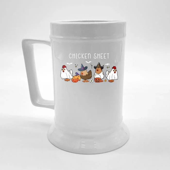 Chicken Sheet Halloween Spooky Funny Witch Front & Back Beer Stein