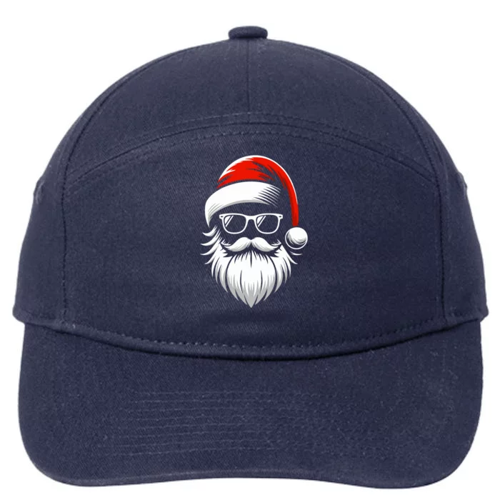 Cool Santa Hat Beard Sunglasses Grandpa Dad Christmas Funny Gift 7-Panel Snapback Hat