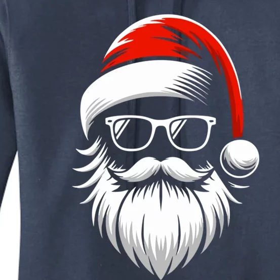 Cool Santa Hat Beard Sunglasses Grandpa Dad Christmas Funny Gift Women's Pullover Hoodie