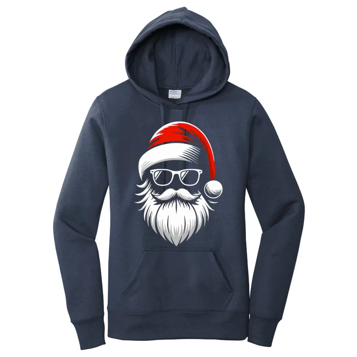 Cool Santa Hat Beard Sunglasses Grandpa Dad Christmas Funny Gift Women's Pullover Hoodie