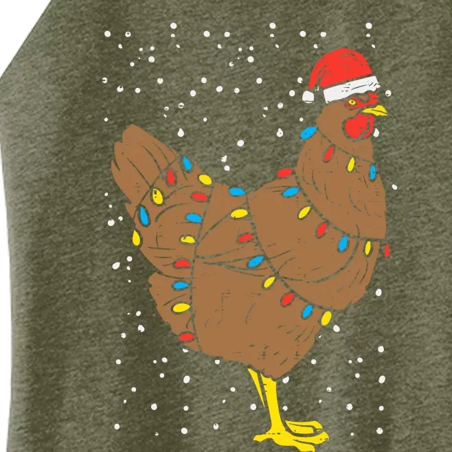 Chicken Santa Hat Christmas Lights Funny Xmas Animal Pj Women’s Perfect Tri Rocker Tank