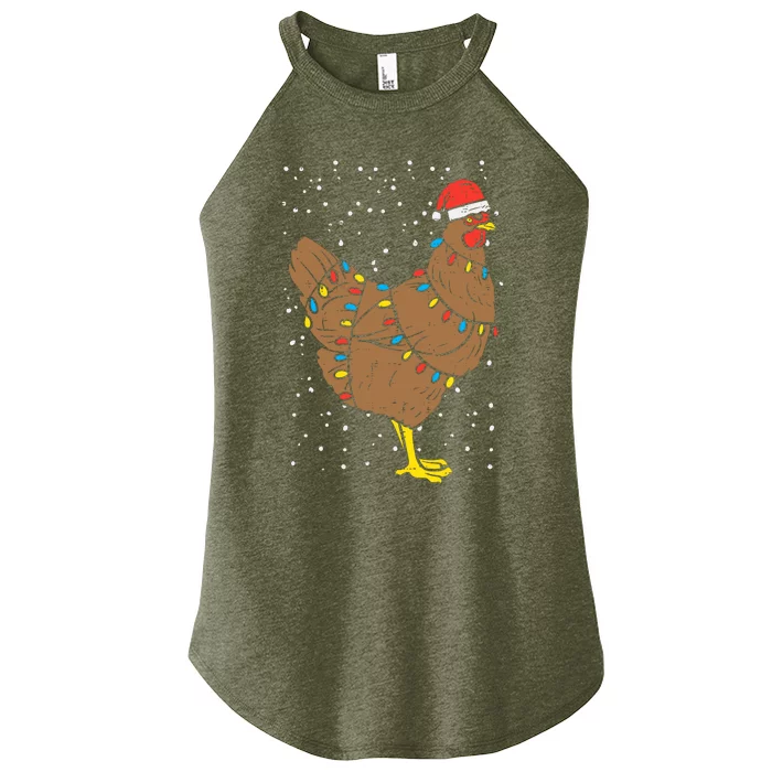 Chicken Santa Hat Christmas Lights Funny Xmas Animal Pj Women’s Perfect Tri Rocker Tank