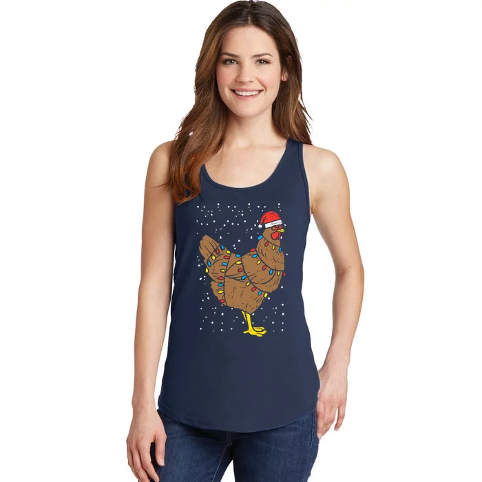 Chicken Santa Hat Christmas Lights Funny Xmas Animal Pj Ladies Essential Tank