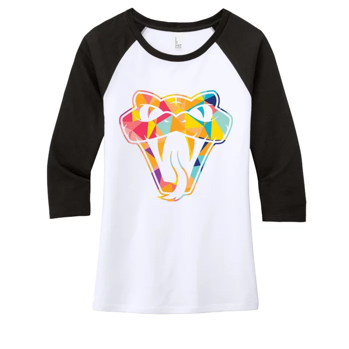 Colorful Snake Head Serpent Women's Tri-Blend 3/4-Sleeve Raglan Shirt