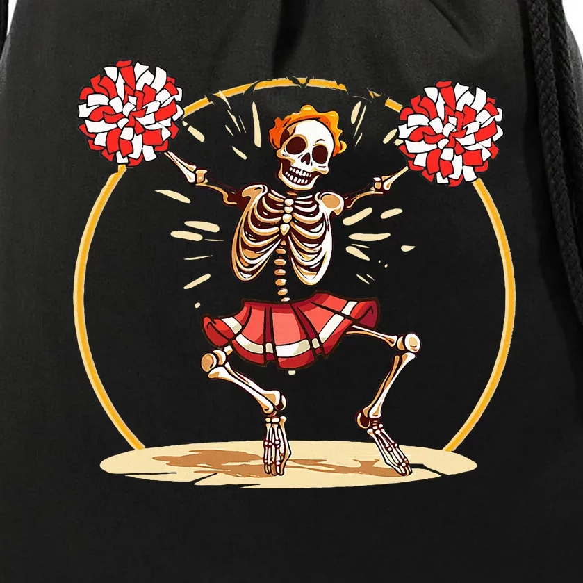 Cheerleading Skeleton Halloween Cheer Skeleton Drawstring Bag