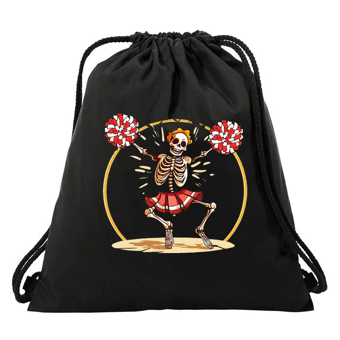 Cheerleading Skeleton Halloween Cheer Skeleton Drawstring Bag