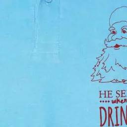 Christmas Santa He Sees You When Youre Drinking Softstyle Adult Sport Polo