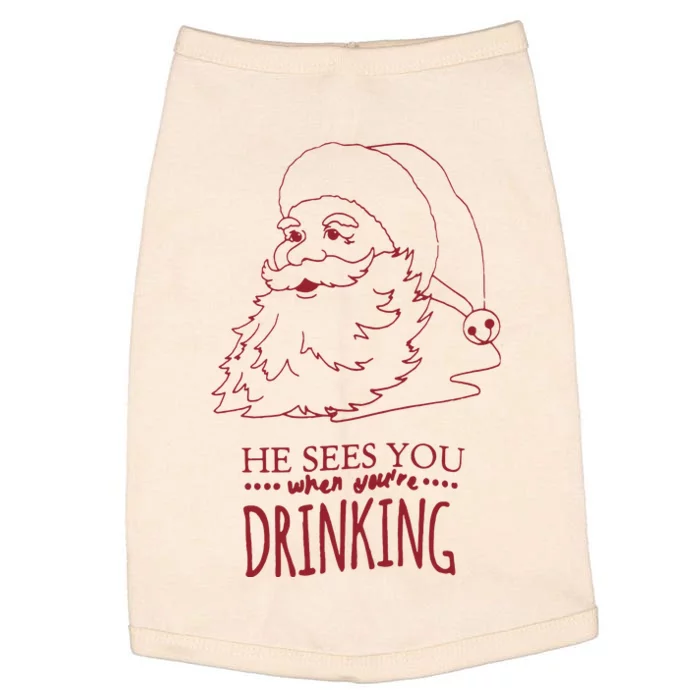 Christmas Santa He Sees You When Youre Drinking Doggie Tank