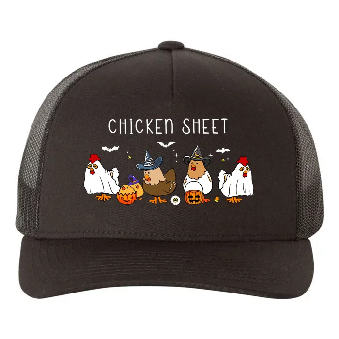 Chicken Sheet Halloween Ghost Chickens Farm Animal Lover Yupoong Adult 5-Panel Trucker Hat