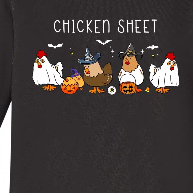 Chicken Sheet Halloween Ghost Chickens Farm Animal Lover Baby Long Sleeve Bodysuit