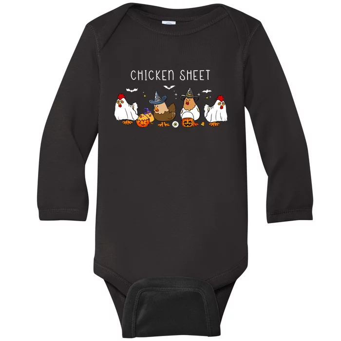 Chicken Sheet Halloween Ghost Chickens Farm Animal Lover Baby Long Sleeve Bodysuit