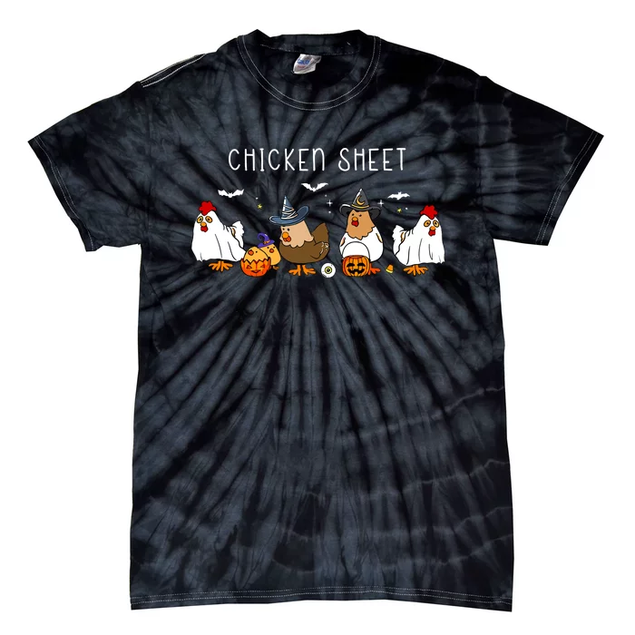 Chicken Sheet Halloween Ghost Chickens Farm Animal Lover Tie-Dye T-Shirt