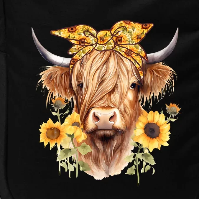 Cute Scottish Highland Cow Wearing Sunflower Bandana Heifer Impact Tech Backpack