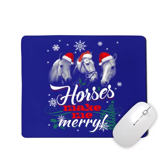 Christmas Santa Horse Make Me Merry Lover In Snow Pajamas Cute Gift Mousepad