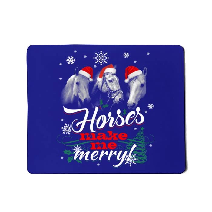 Christmas Santa Horse Make Me Merry Lover In Snow Pajamas Cute Gift Mousepad