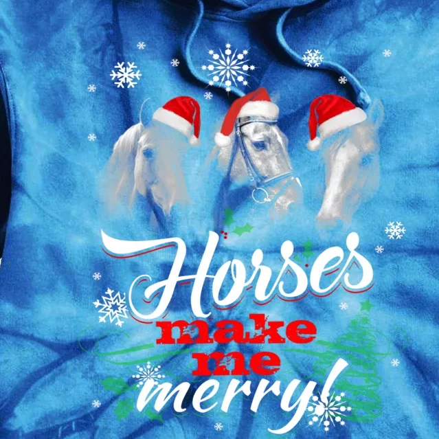 Christmas Santa Horse Make Me Merry Lover In Snow Pajamas Cute Gift Tie Dye Hoodie