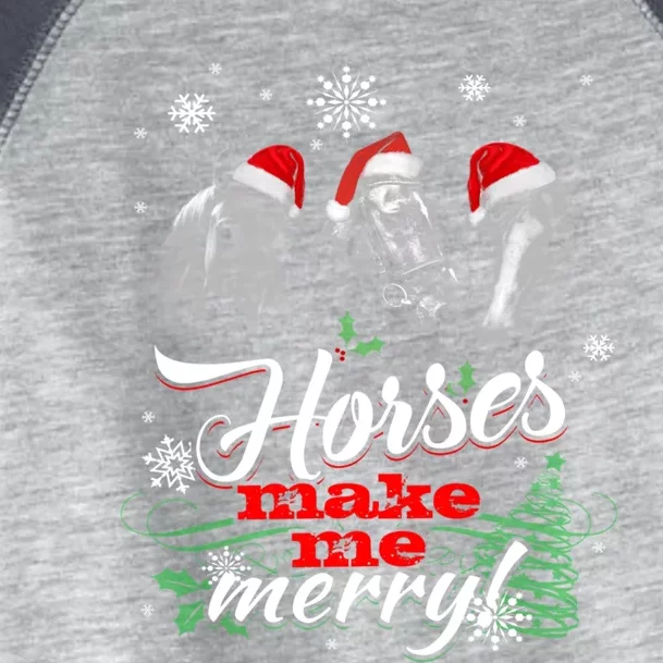 Christmas Santa Horse Make Me Merry Lover In Snow Pajamas Cute Gift Toddler Fine Jersey T-Shirt