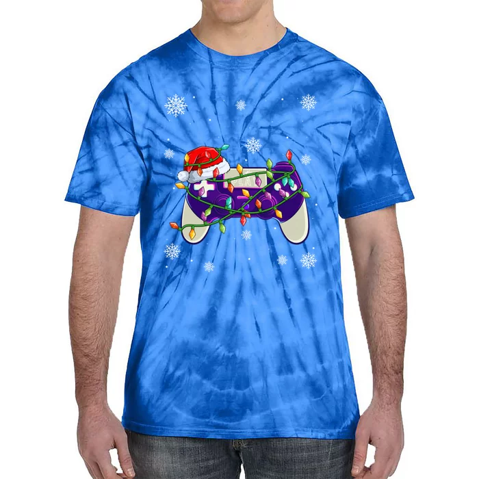 Christmas Santa Hat Video Gamer Controller Xmas Gift Tie-Dye T-Shirt